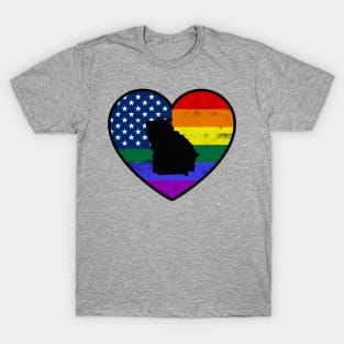 Georgia United States Gay Pride Flag Heart T-Shirt